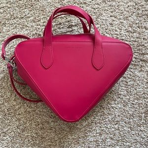 French Connection Fifi Triangle Bag Crossbody with dust bag peony magenta
